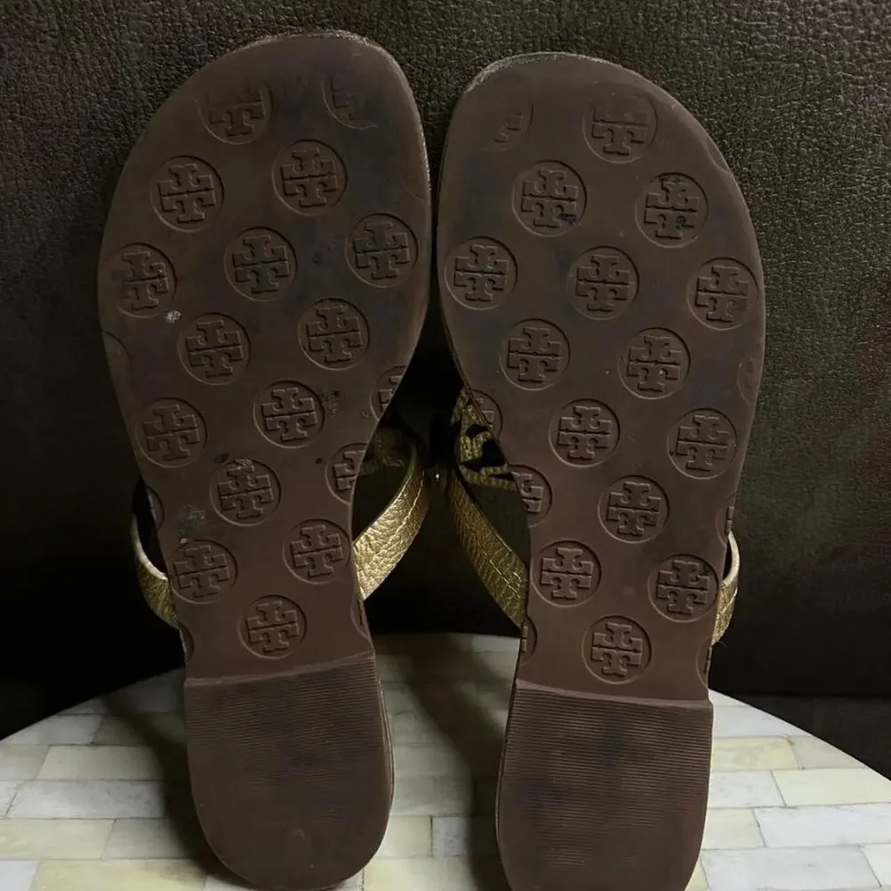 Tory Burch Miller Metallic Gold Sandals